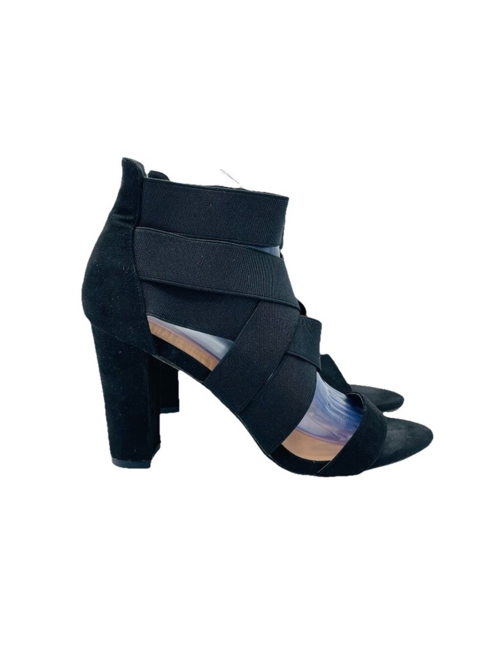 Jolimall Shoes Womens Size 9 Black Stretch High Heels Strappy Open Toe Slip On